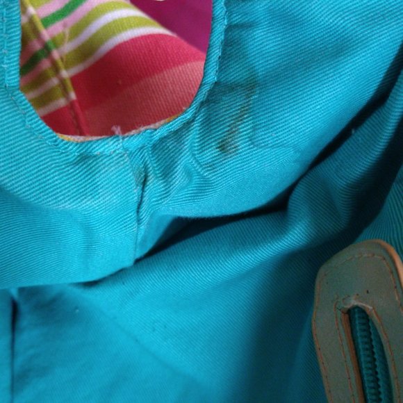 Bag Purse Bath & Body Works Travel Carry on Beach Stripes Vacation Weekend Fun - Picture 5 of 7